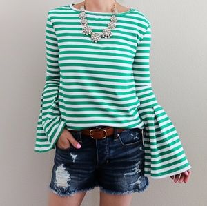 Striped bell sleeve tee size XS